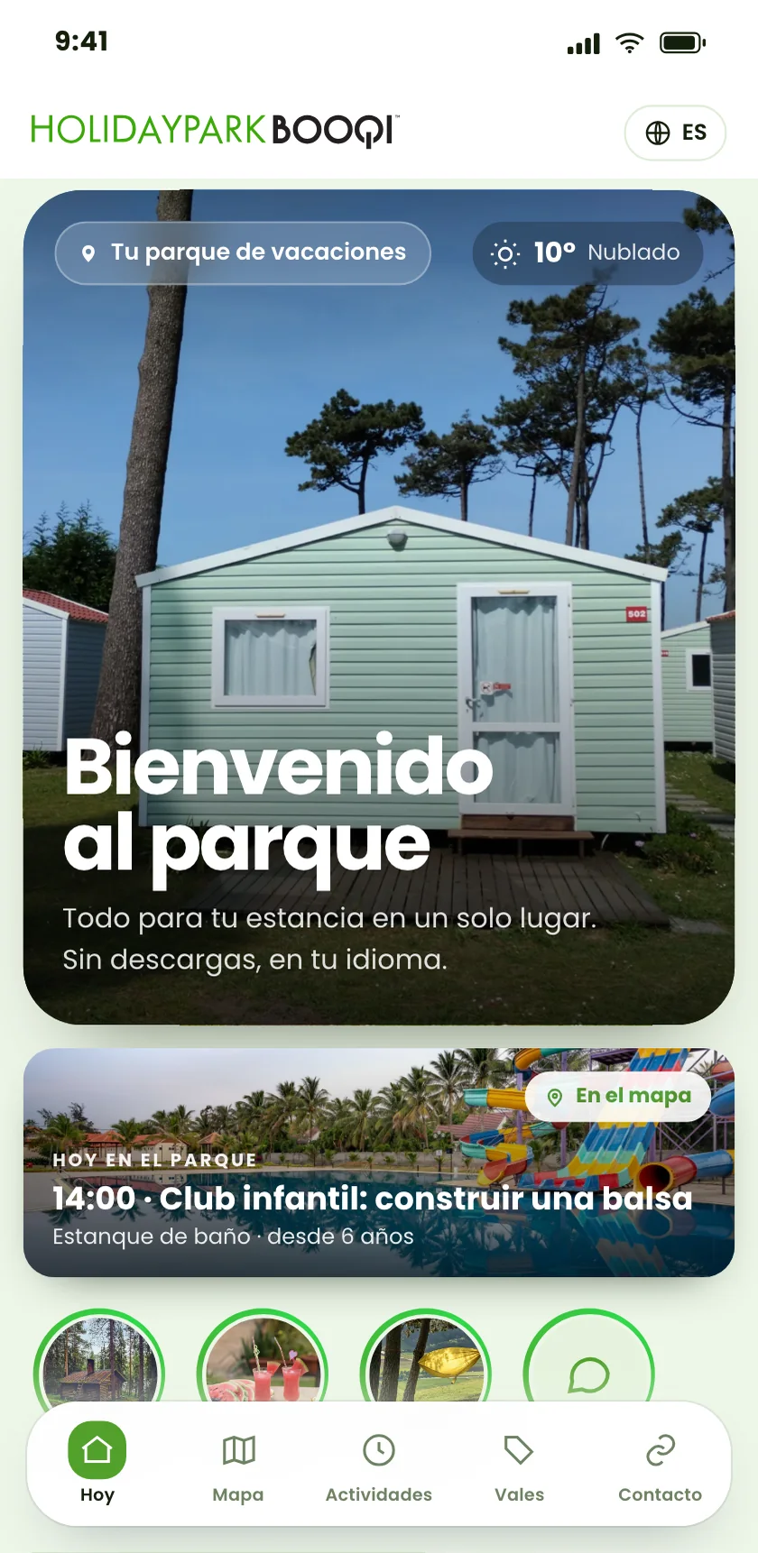HolidayParkBooqi con la guía digital en un teléfono